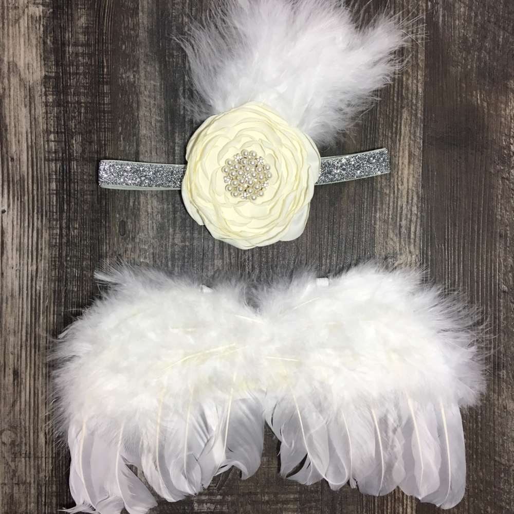 Angel Wings, Flower Feather Headband Prop Costume